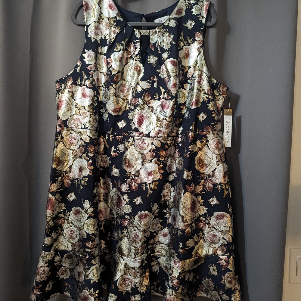 Luxology Sleeveless Floral Dress Plus Size